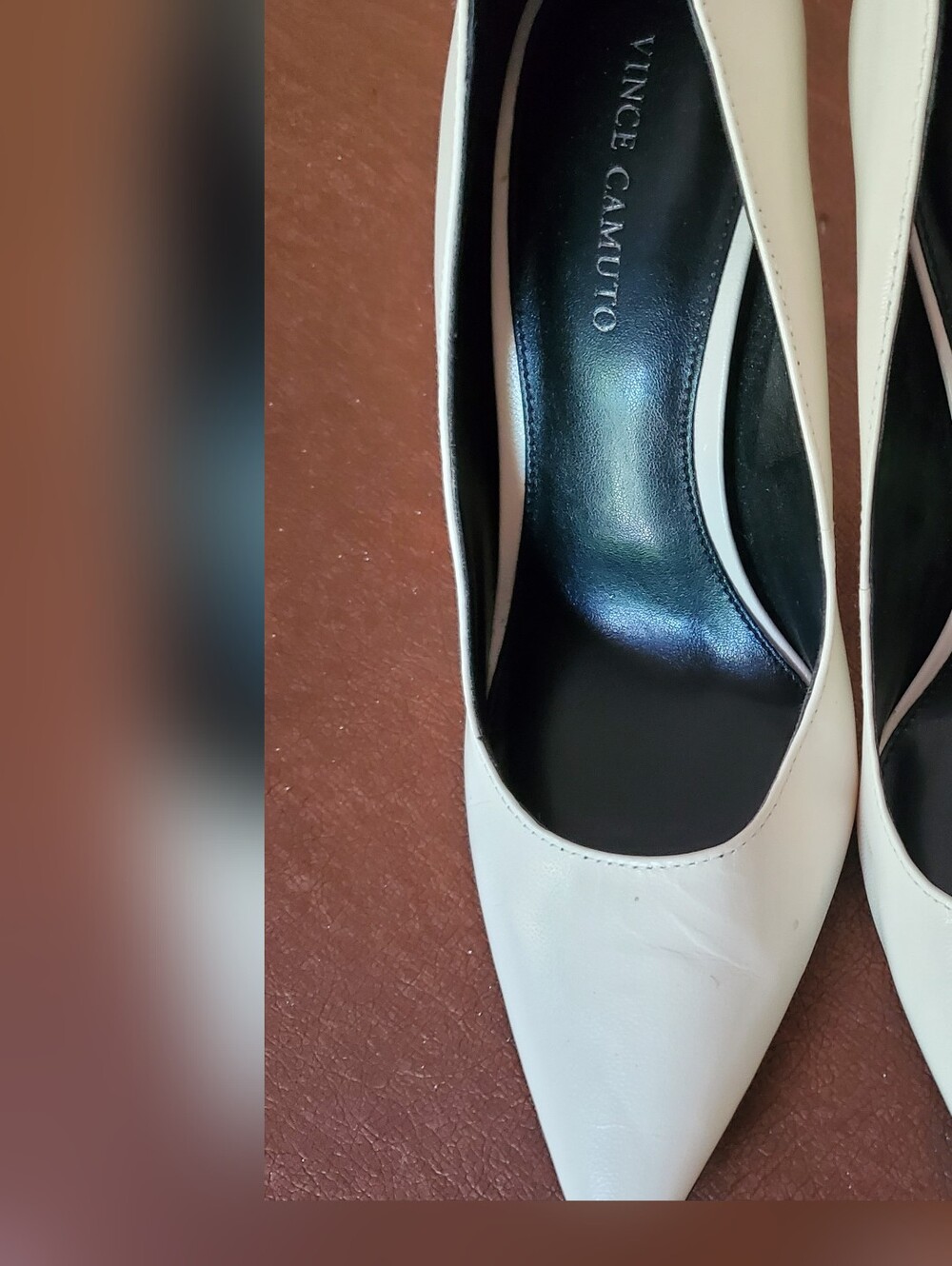 Vince Camuto Cream Pointed-Toe White Leather Pumps